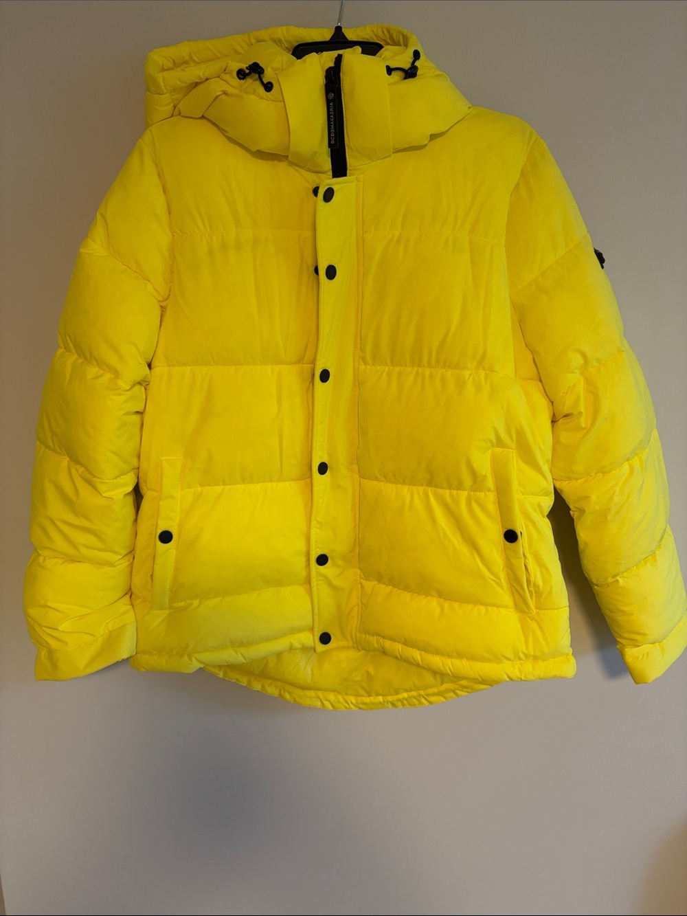 BCBGMaxAzria Bright Yellow Hooded Puffer Coat